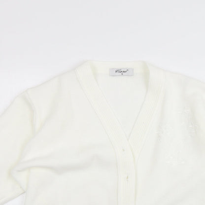 Womens UK Size S Care White Cardigan Jumper