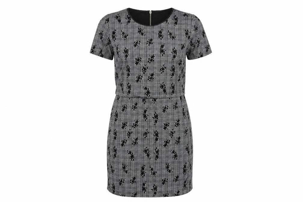 Front view of Oasis women’s grey floral bodycon, size L