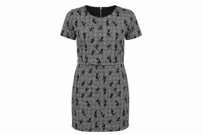 Front view of Oasis women’s grey floral bodycon, size L