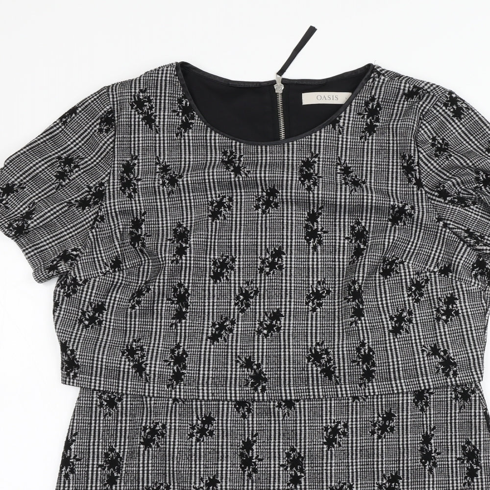 Oasis Womens Grey Floral  Bodycon  Size L