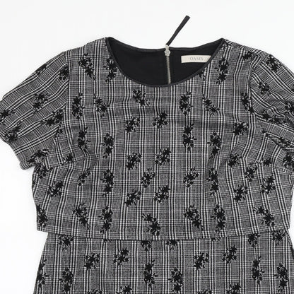 Oasis Womens Grey Floral  Bodycon  Size L