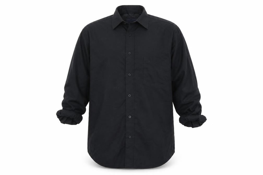 Mens UK Size 15.5 Peter England Black  Button-Up Long Sleeve Casual Shirt