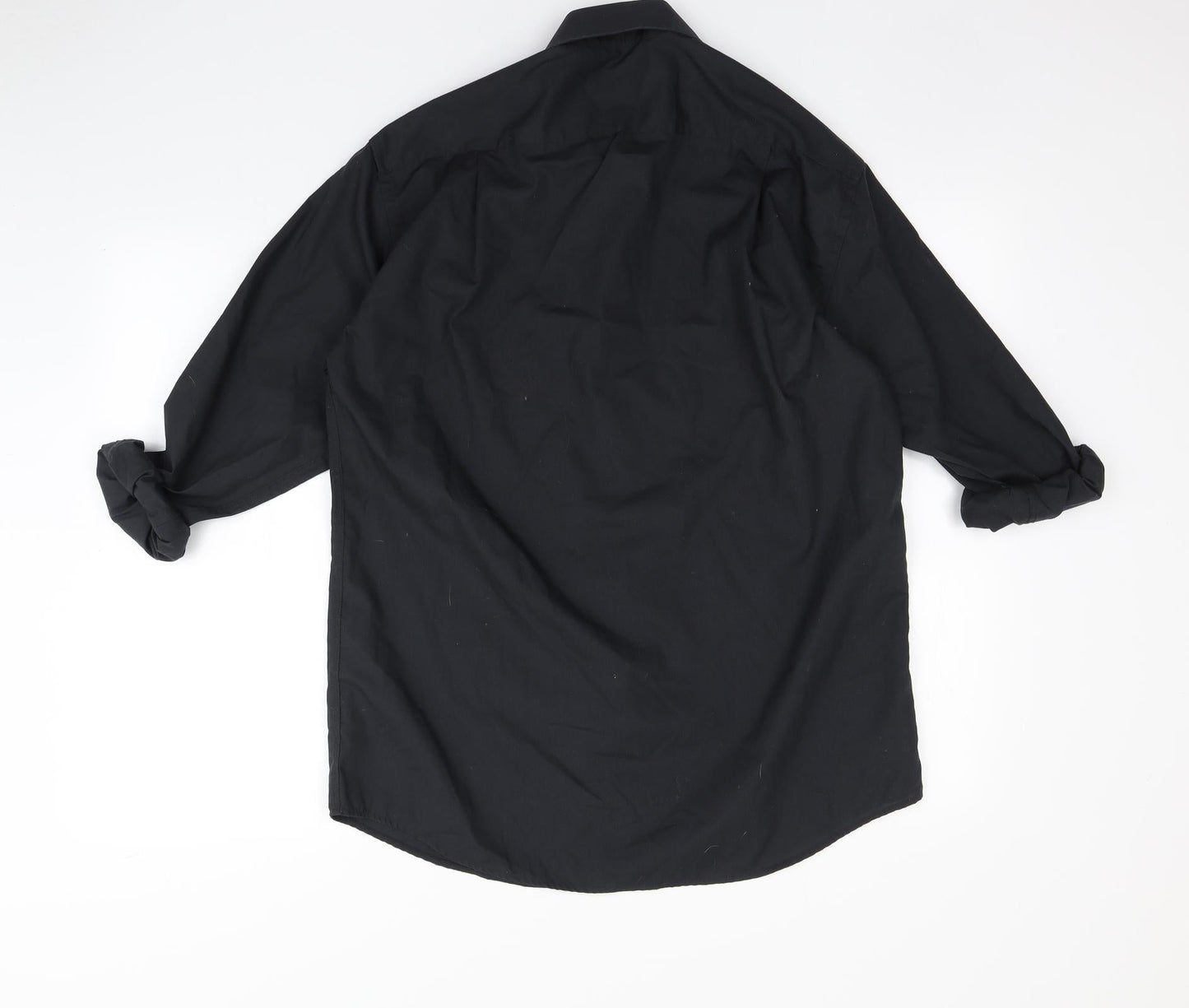 Mens UK Size 15.5 Peter England Black  Button-Up Long Sleeve Casual Shirt