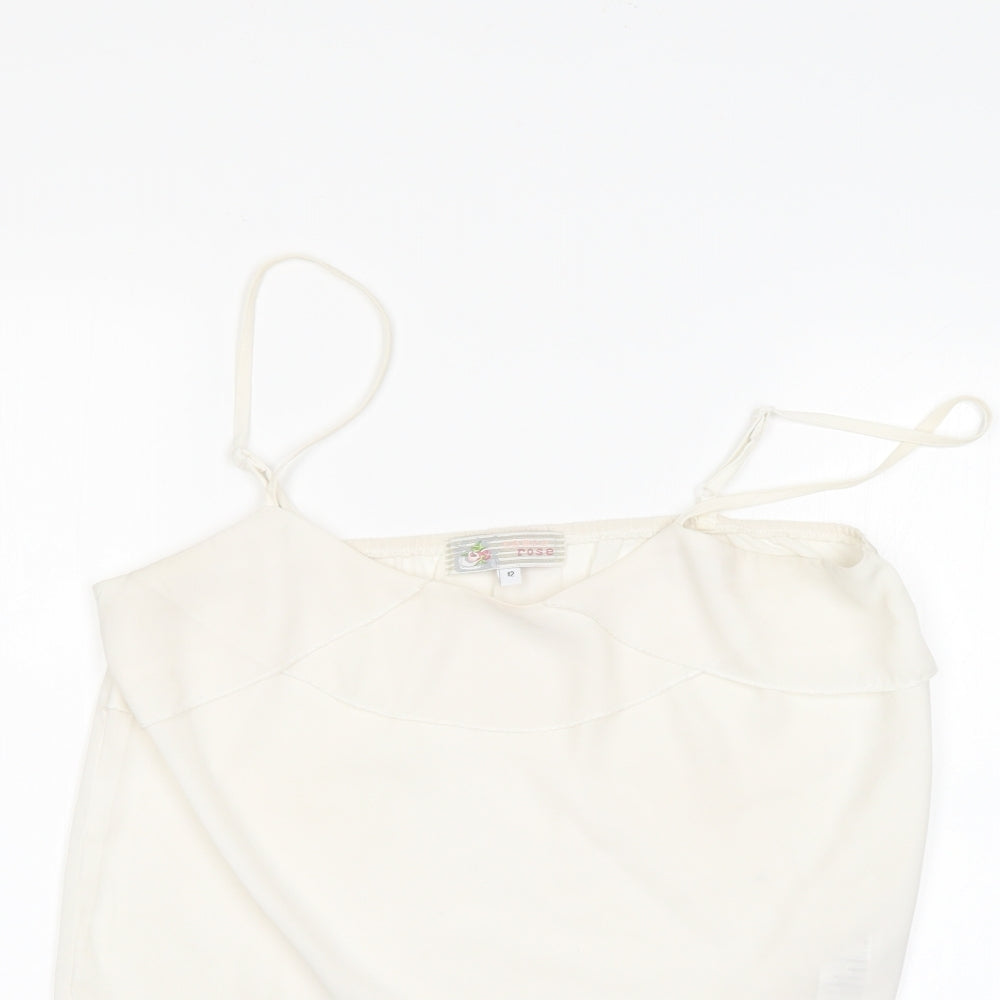 Womens UK Size 12 Cameo Rose White Basic T-Shirt