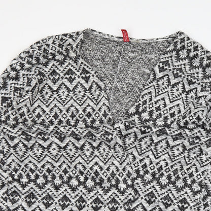 H&M Womens White Striped  Cardigan Jumper Size L