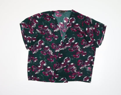 Originals Womens Green Floral  Basic Blouse Size M
