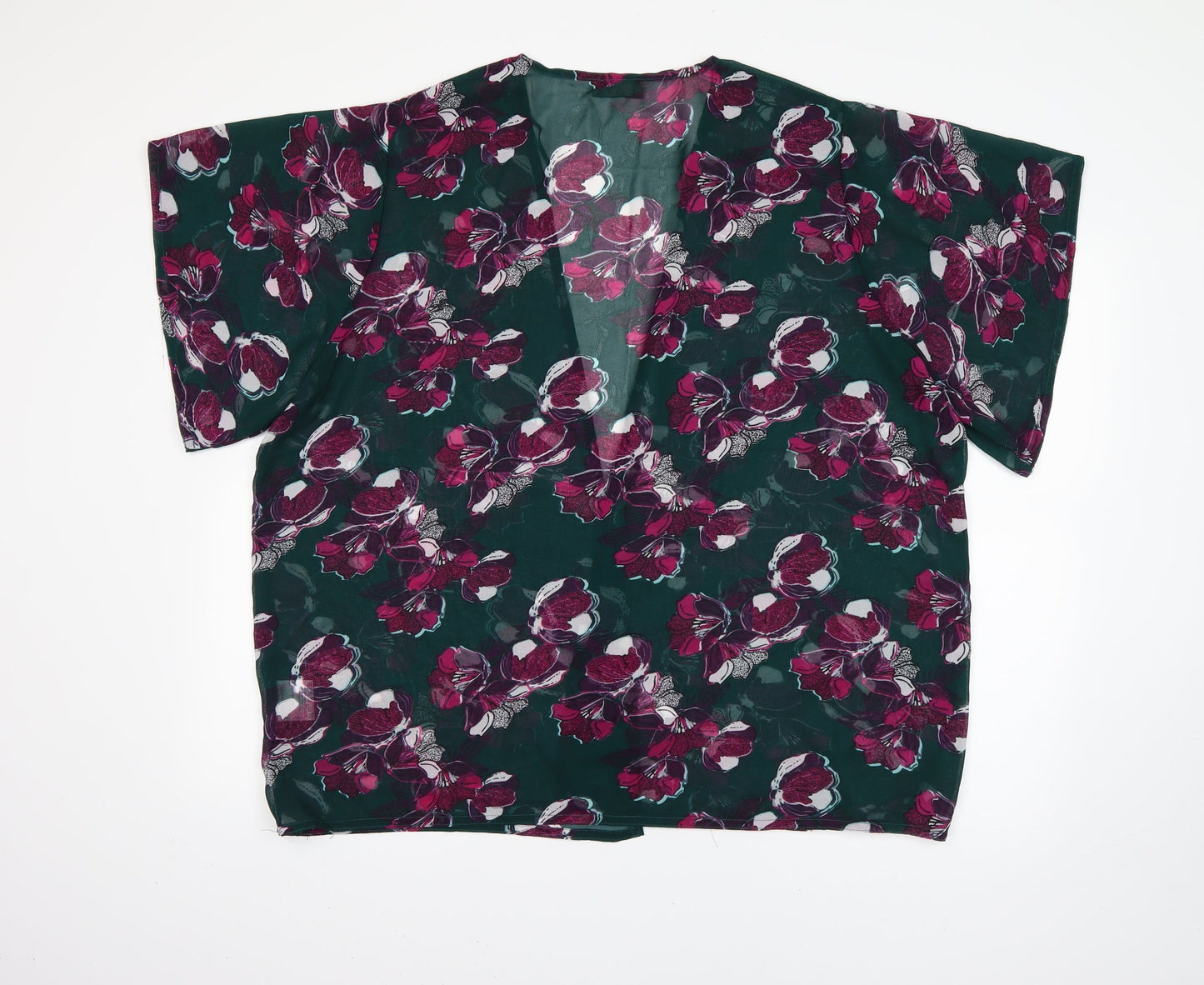 Originals Womens Green Floral  Basic Blouse Size M