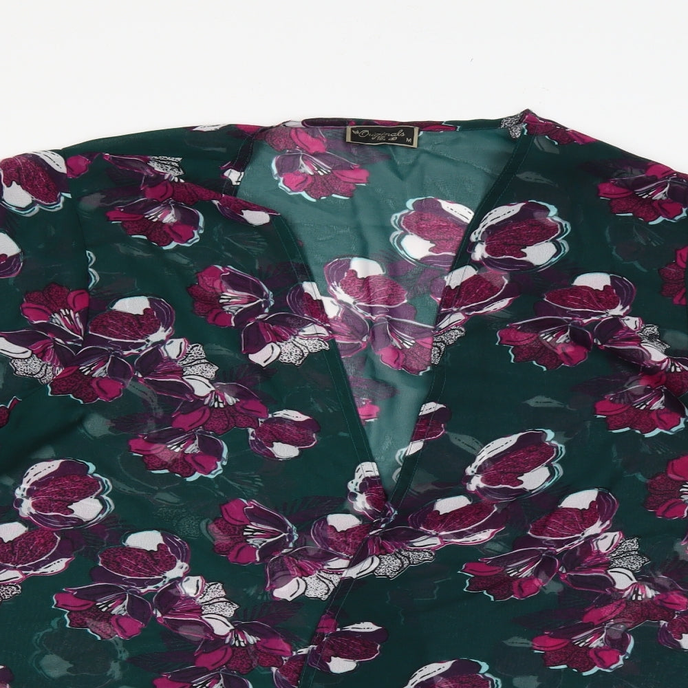 Originals Womens Green Floral  Basic Blouse Size M
