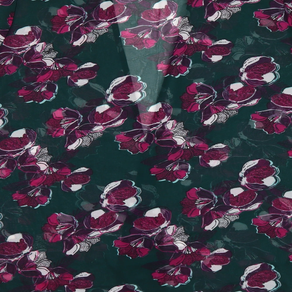 Originals Womens Green Floral  Basic Blouse Size M