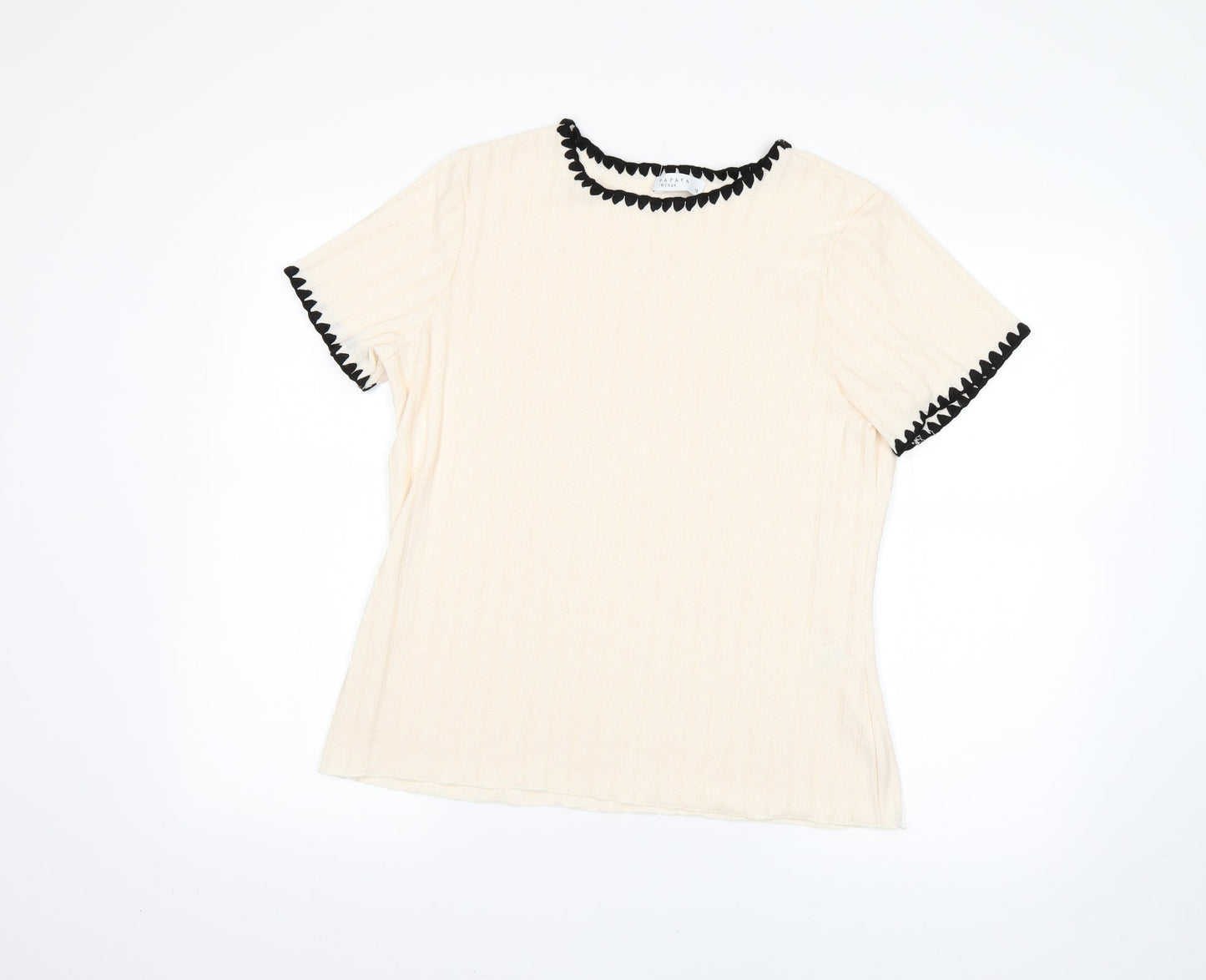 Papaya Womens Beige   Basic T-Shirt Size 14