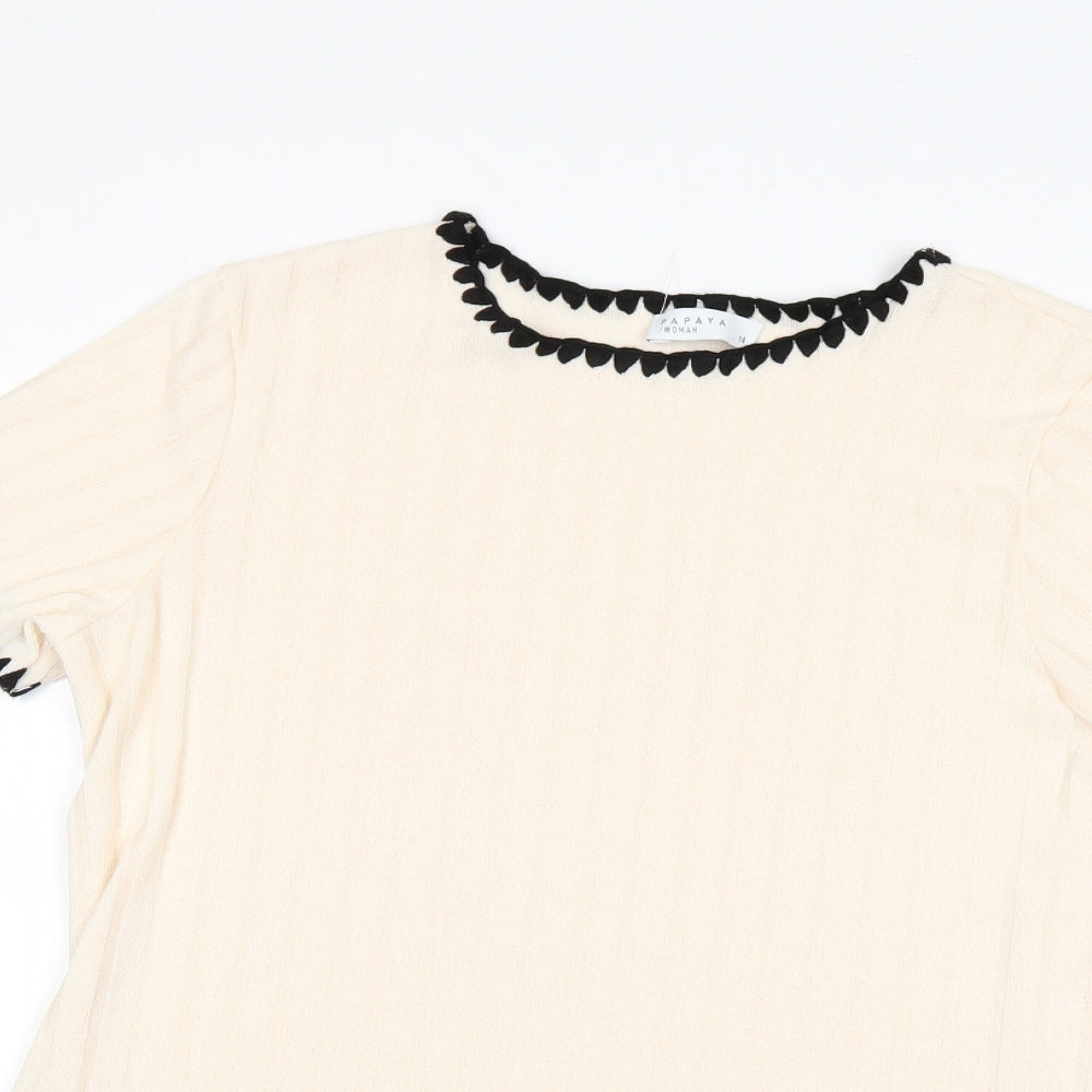 Papaya Womens Beige   Basic T-Shirt Size 14