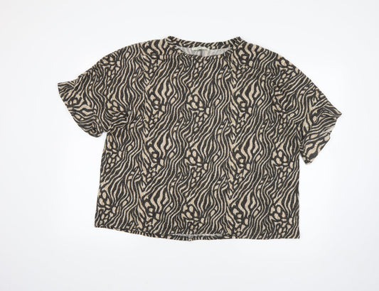 George Womens Brown Animal Print  Pullover Jumper Size XL