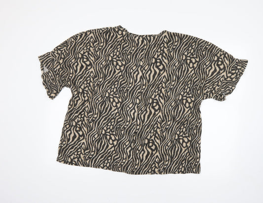 George Womens Brown Animal Print  Pullover Jumper Size XL