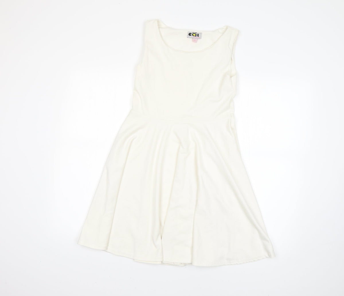Additional front view of CAT women’s white a-line, size UK 12
