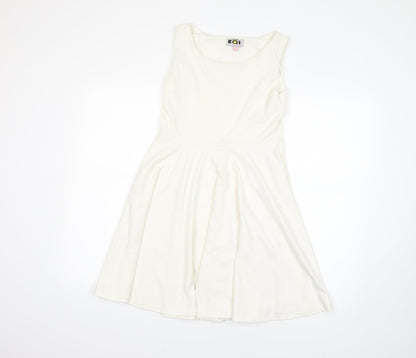 Additional front view of CAT women’s white a-line, size UK 12