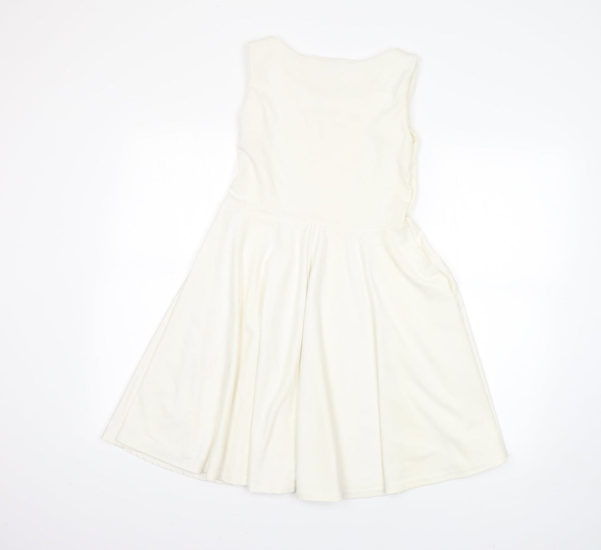 Back view of CAT women’s white a-line, size UK 12