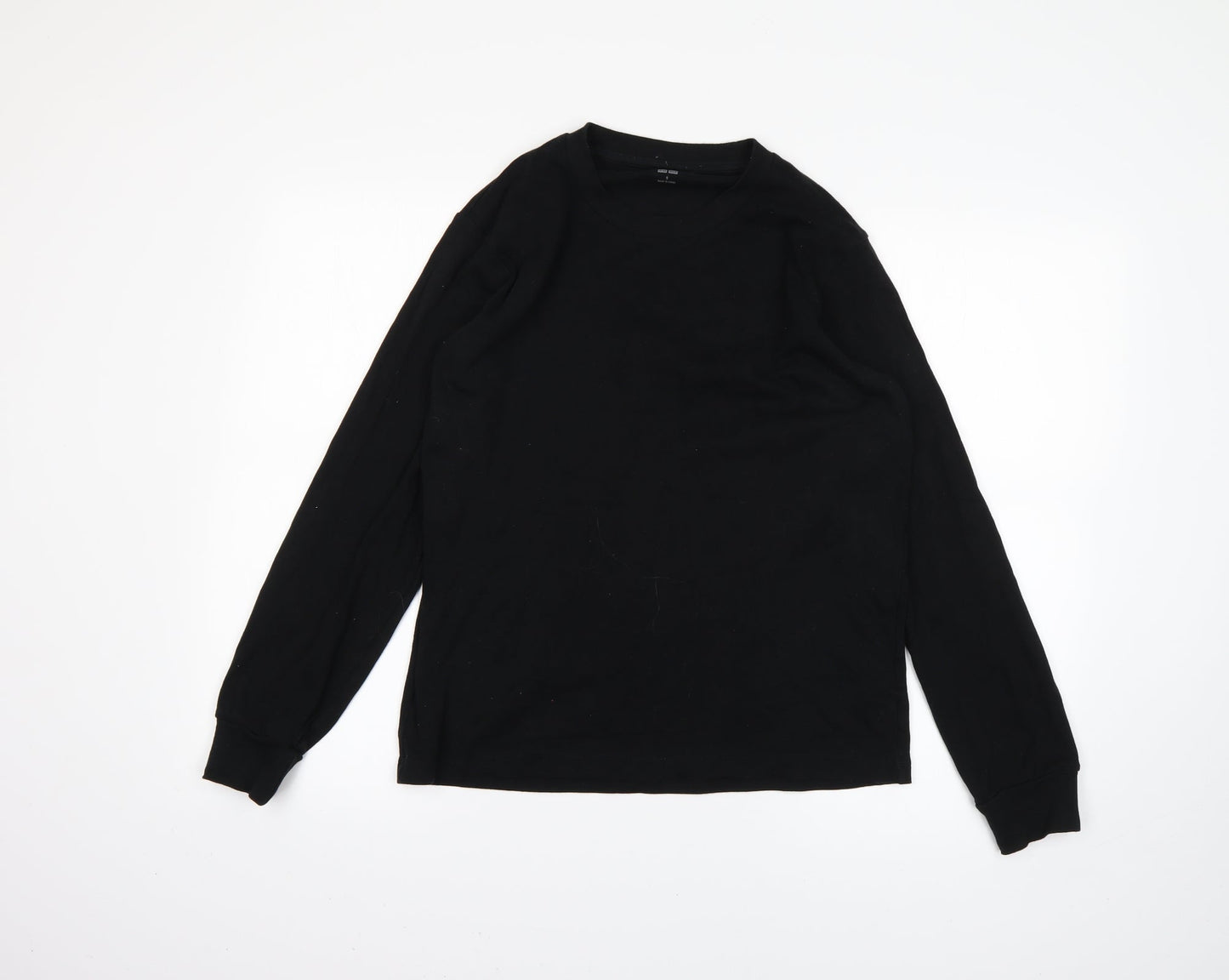 Womens UK Size S Uni Black Basic T-Shirt