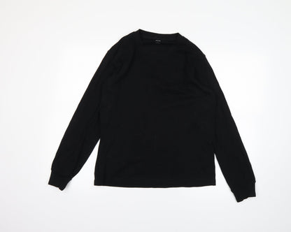 Womens UK Size S Uni Black Basic T-Shirt
