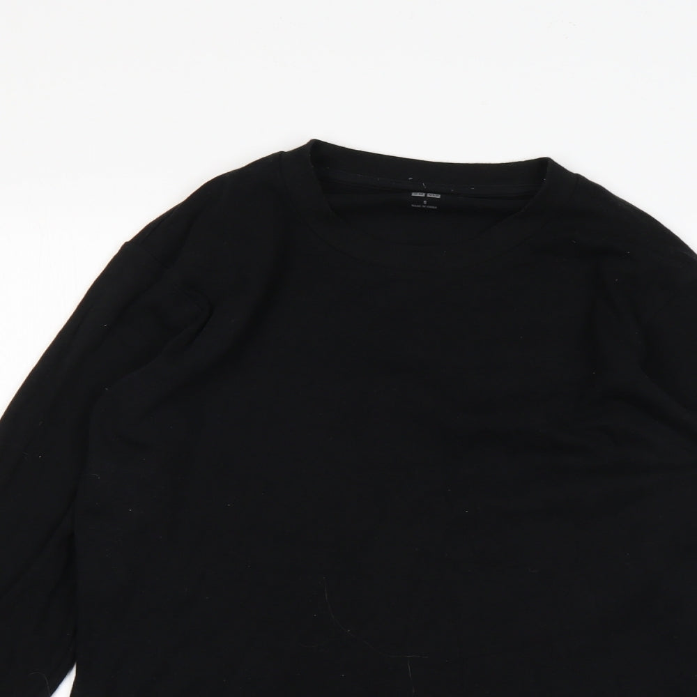Womens UK Size S Uni Black Basic T-Shirt