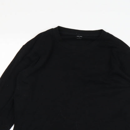 Womens UK Size S Uni Black Basic T-Shirt