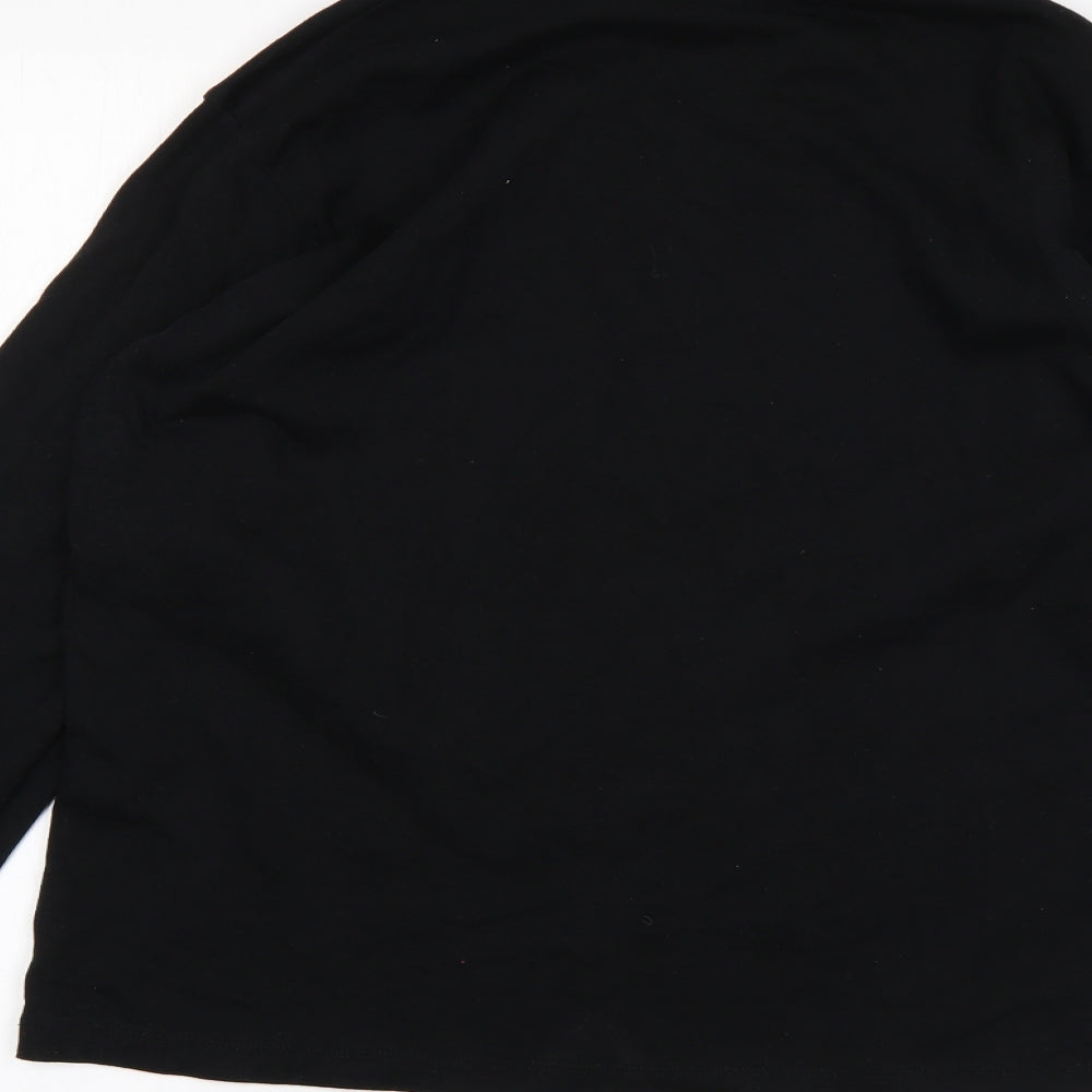 Womens UK Size S Uni Black Basic T-Shirt