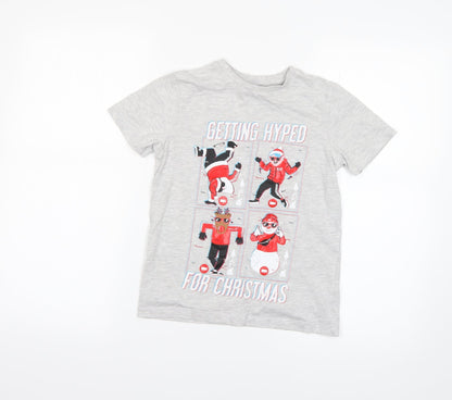 Additional front view of George boys’ grey basic t-shirt, size 8-9, years