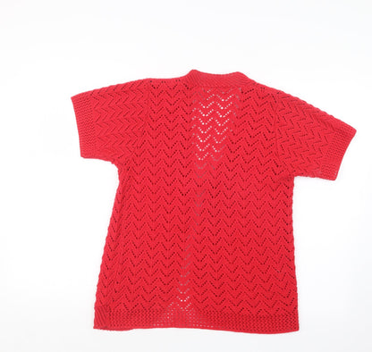 Destiny Womens Red  Knit Cardigan Jumper Size S