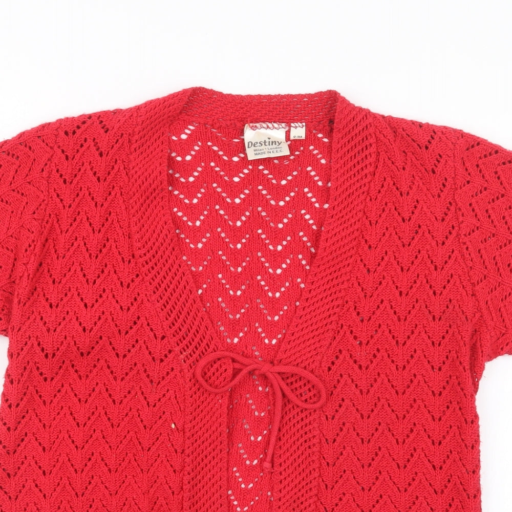 Destiny Womens Red  Knit Cardigan Jumper Size S