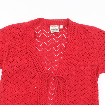 Destiny Womens Red  Knit Cardigan Jumper Size S