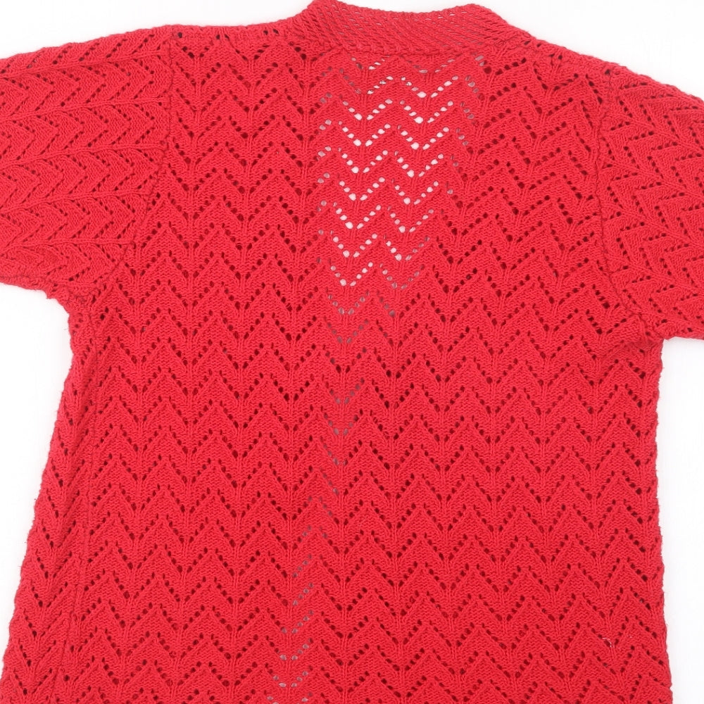 Destiny Womens Red  Knit Cardigan Jumper Size S