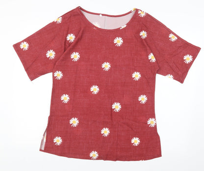 Womens UK Size S Preworn Red Basic T-Shirt