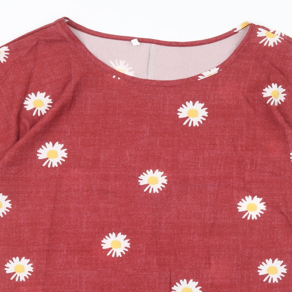 Womens UK Size S Preworn Red Basic T-Shirt