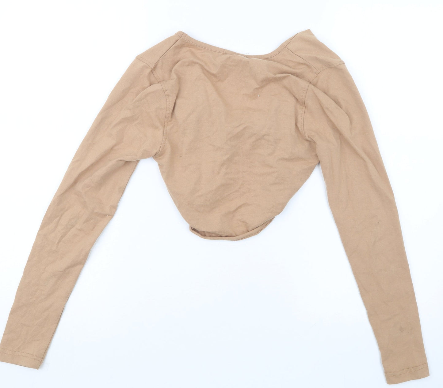 Womens UK Size 8 PRETTYLITTLETHING Beige Cropped T-Shirt