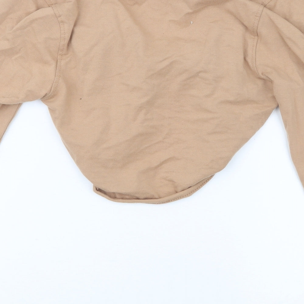 Womens UK Size 8 PRETTYLITTLETHING Beige Cropped T-Shirt