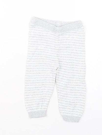 Marks and Spencer Baby Grey Striped Knit Capri Trousers Size 6-9 Months
