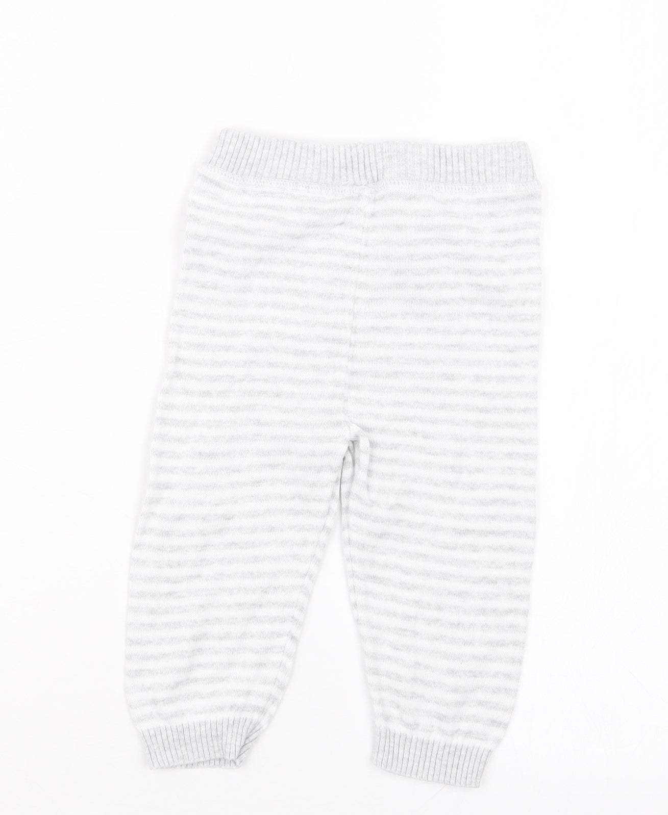 Marks and Spencer Baby Grey Striped Knit Capri Trousers Size 6-9 Months