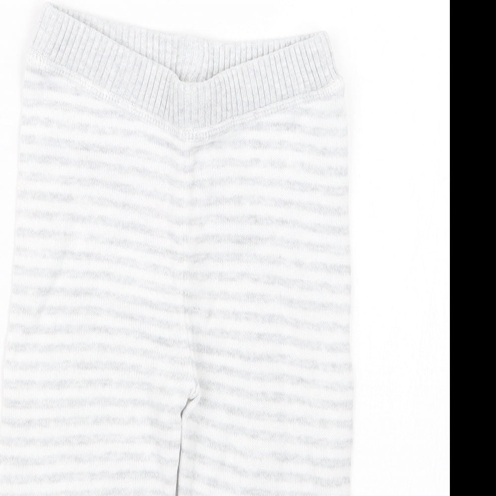 Marks and Spencer Baby Grey Striped Knit Capri Trousers Size 6-9 Months