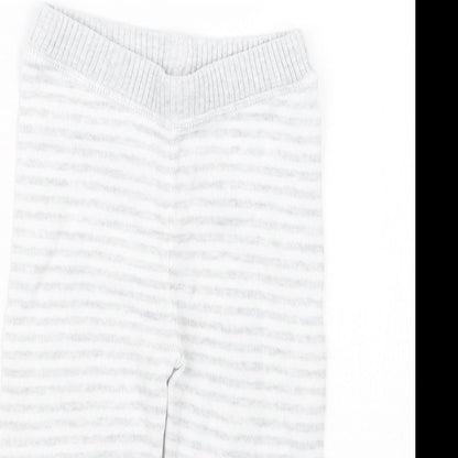Marks and Spencer Baby Grey Striped Knit Capri Trousers Size 6-9 Months