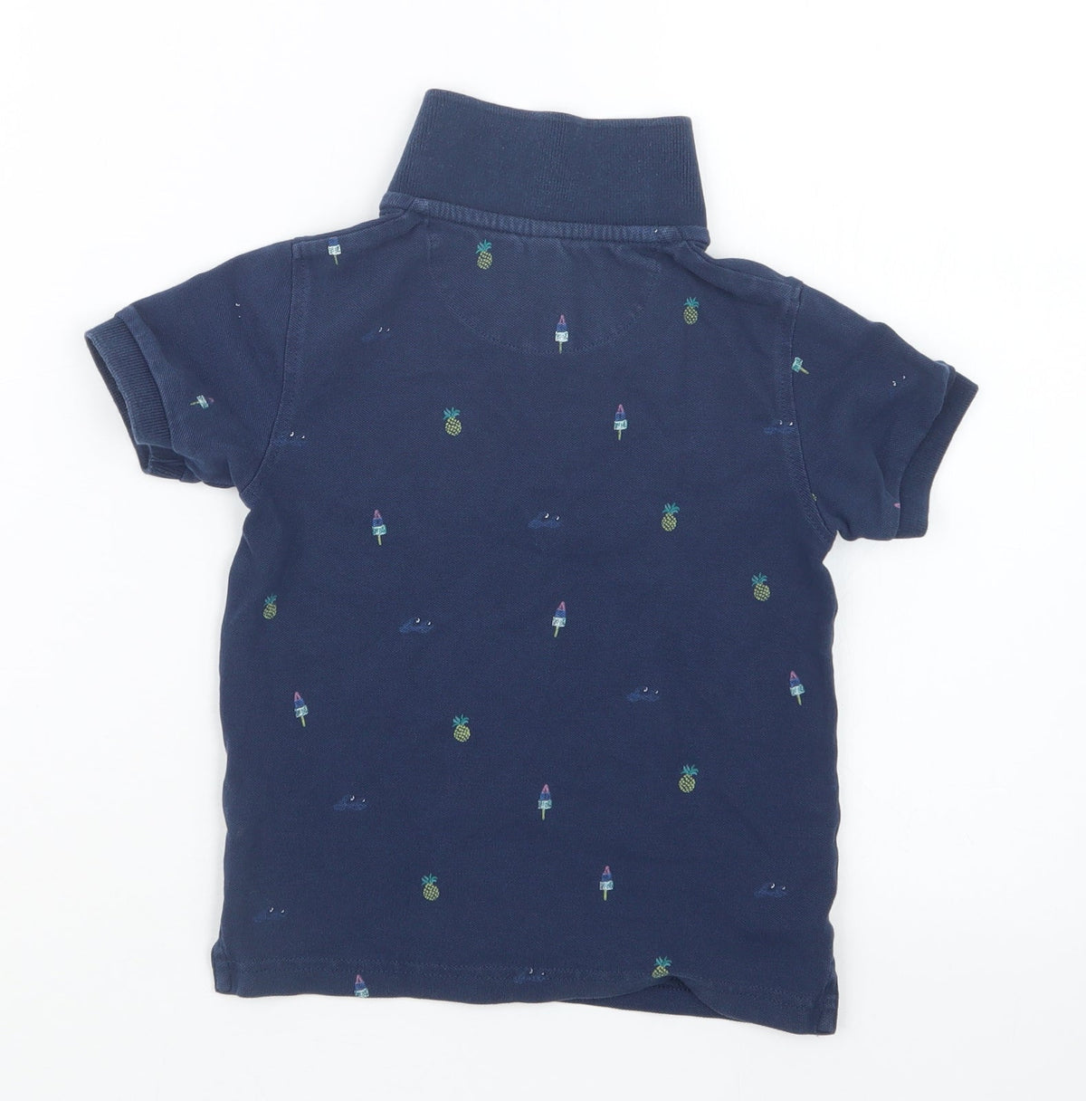 Back view of Marks & Spencer boys’ blue geometric basic polo, size 2-3, years