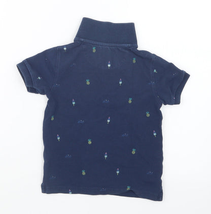 Back view of Marks & Spencer boys’ blue geometric basic polo, size 2-3, years