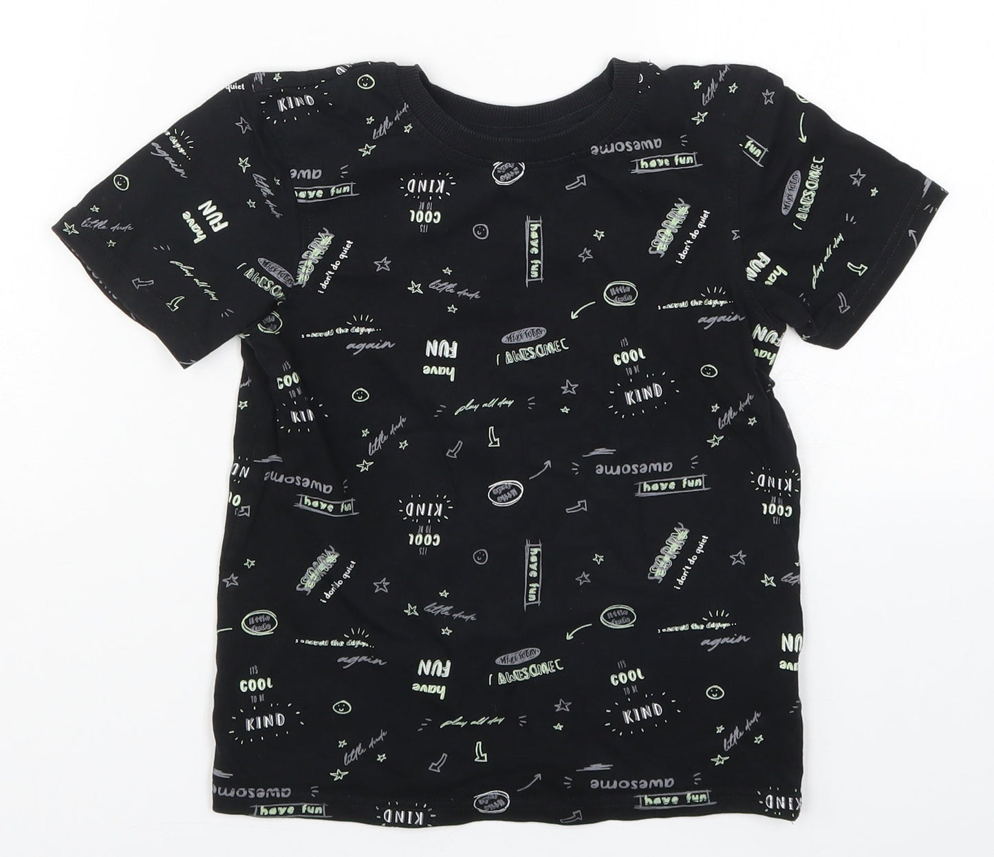 George Boys Black   Basic T-Shirt Size 6-7 Years  - Be Kind Have Fun Awesome