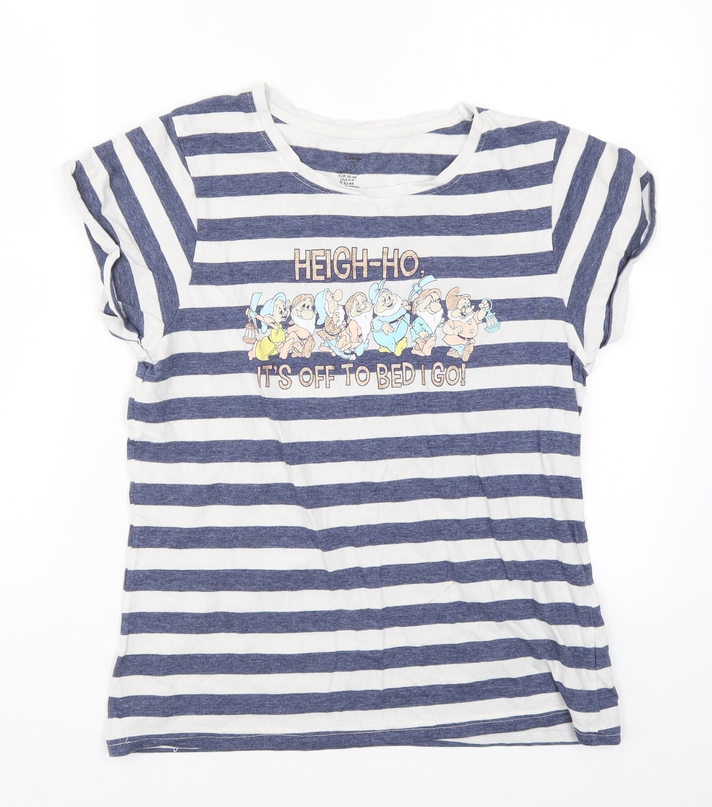 Primark Womens Blue Striped  Top Pyjama Top Size 10  - Hey Ho Hey Ho It's Off to Bed I Go? 7 Dwarves