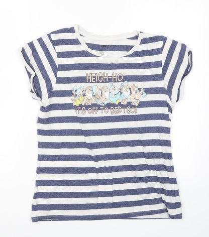 Primark Womens Blue Striped  Top Pyjama Top Size 10  - Hey Ho Hey Ho It's Off to Bed I Go? 7 Dwarves