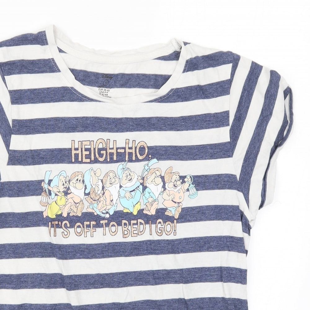 Primark Womens Blue Striped  Top Pyjama Top Size 10  - Hey Ho Hey Ho It's Off to Bed I Go? 7 Dwarves