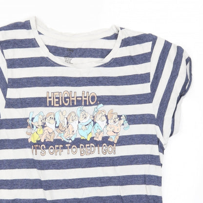 Primark Womens Blue Striped  Top Pyjama Top Size 10  - Hey Ho Hey Ho It's Off to Bed I Go? 7 Dwarves