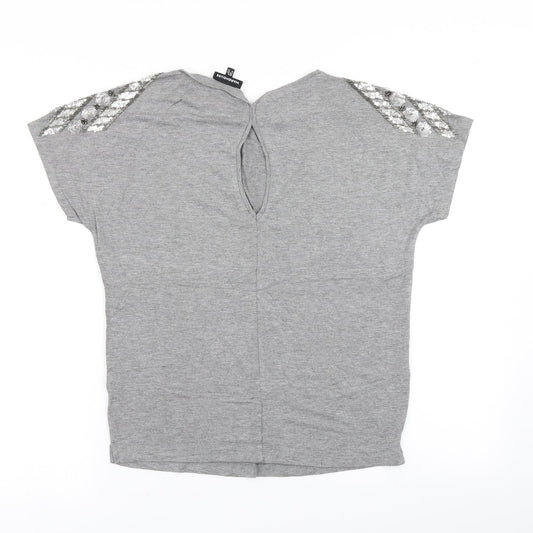 Warehouse Womens Grey   Basic T-Shirt Size 6