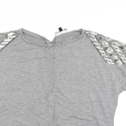 Warehouse Womens Grey   Basic T-Shirt Size 6