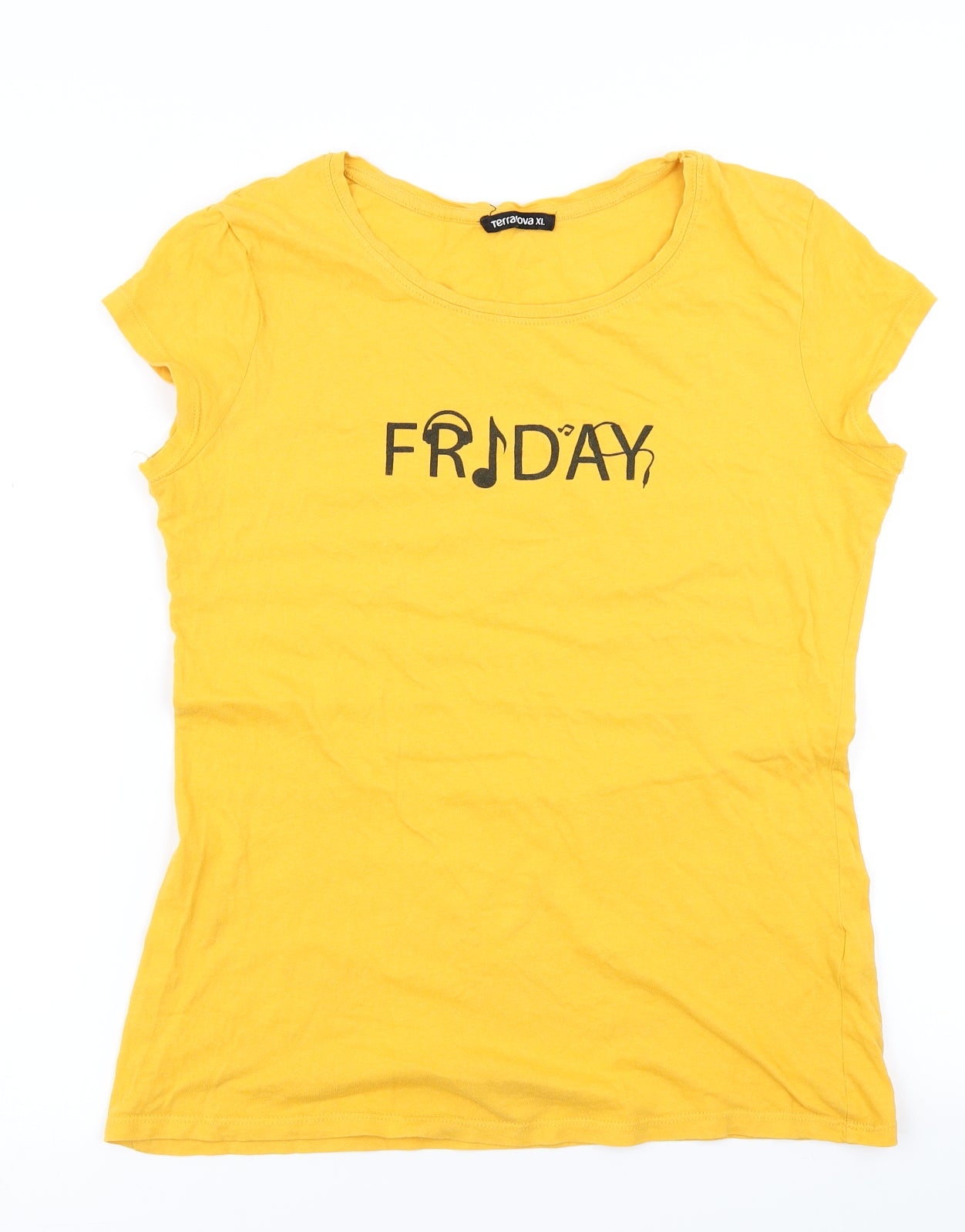 Womens UK Size XL Terranova Yellow Basic T-Shirt
