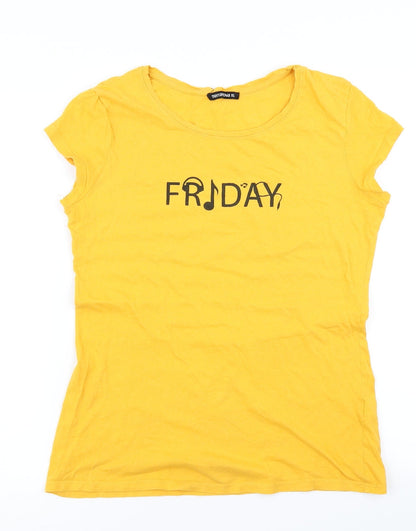 Womens UK Size XL Terranova Yellow Basic T-Shirt