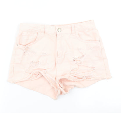 Denim Co Womens Pink  Denim Hot Pants Shorts Size 8 - Distressed